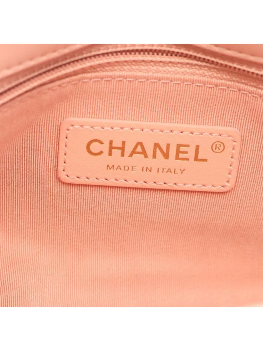 Chanel Shoulder Bag Quilted Logo Pink Lambskin Chain